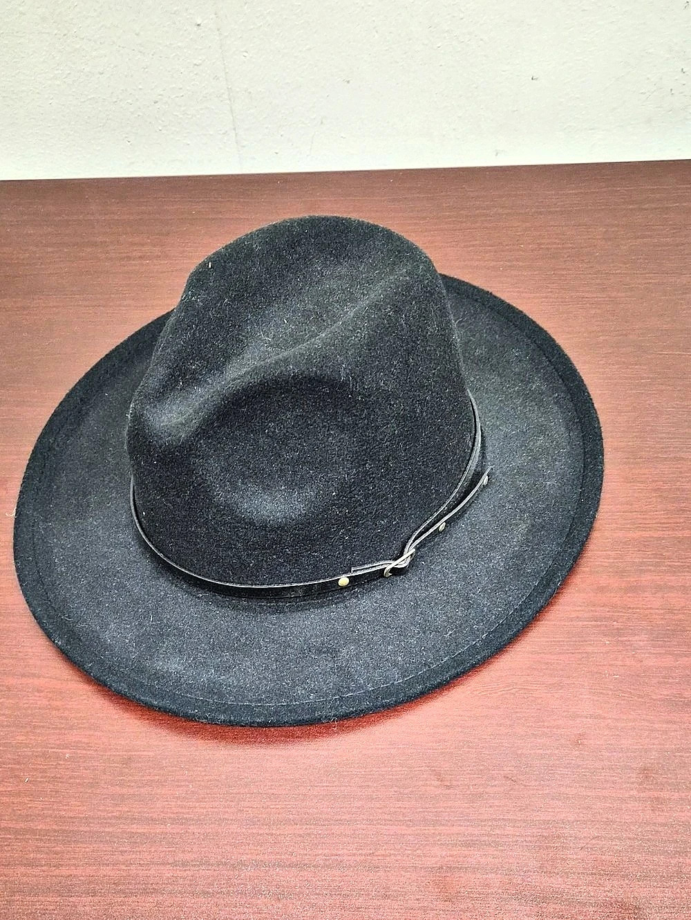 Black Cotton Blend Fedora Hat